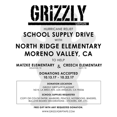Grizzly School Supply Drive For Hurricane Relief