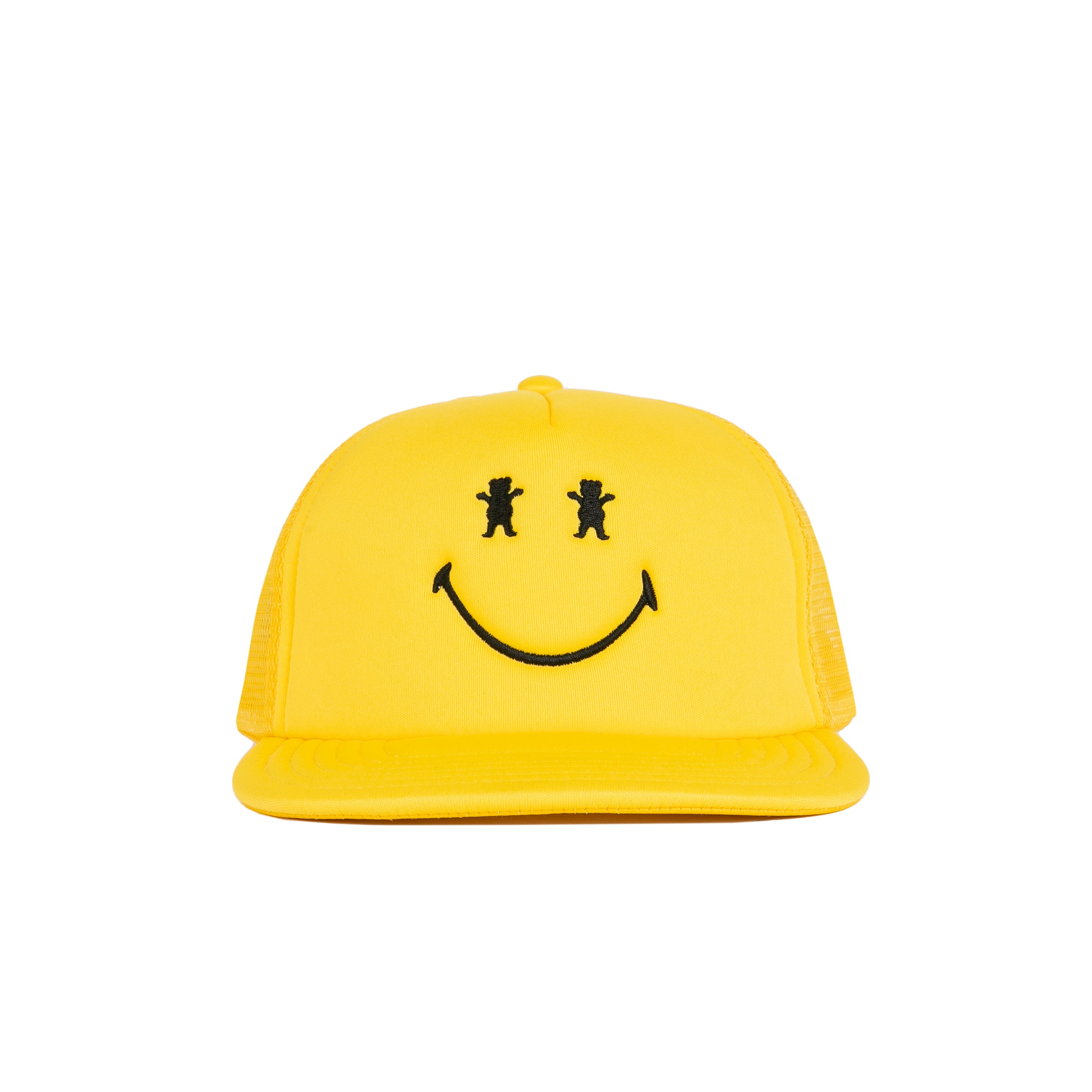 Big Smile Trucker Snapback Hat Yellow Grizzly Griptape