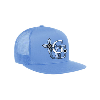 Bonjour Trucker Snapback Hat - Carolina Blue