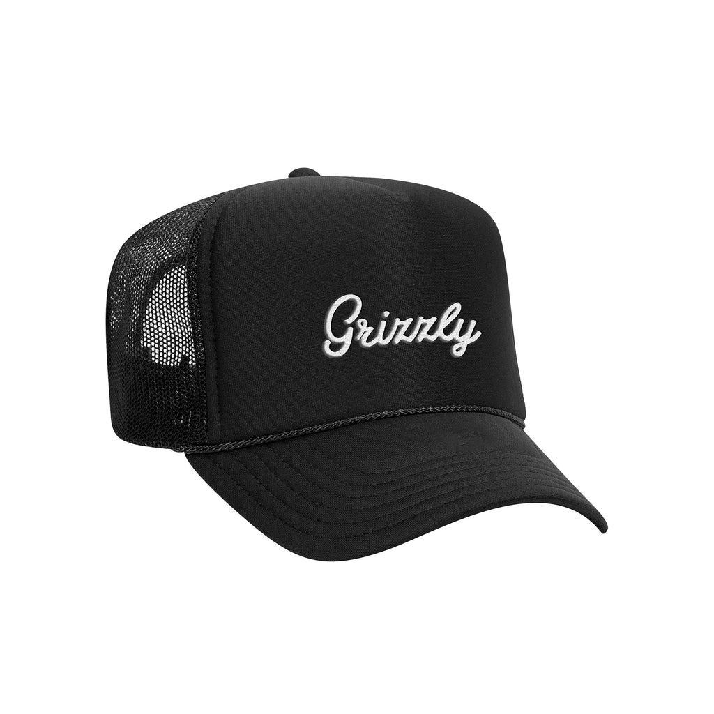 Embroidered Script Trucker Hat - Black – Grizzly Griptape