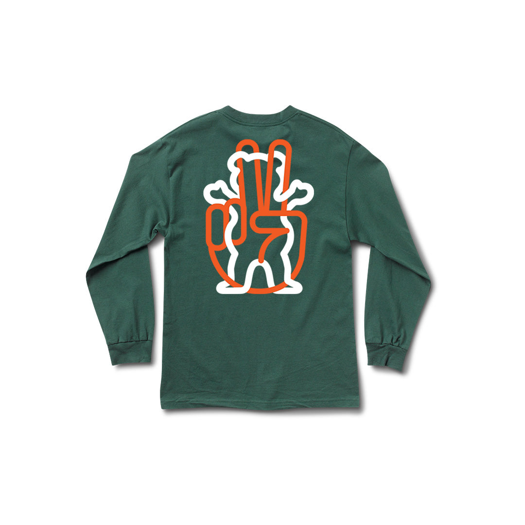 Peace Out LS Tee - Forrest Green