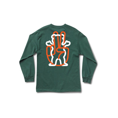Peace Out LS Tee - Forrest Green