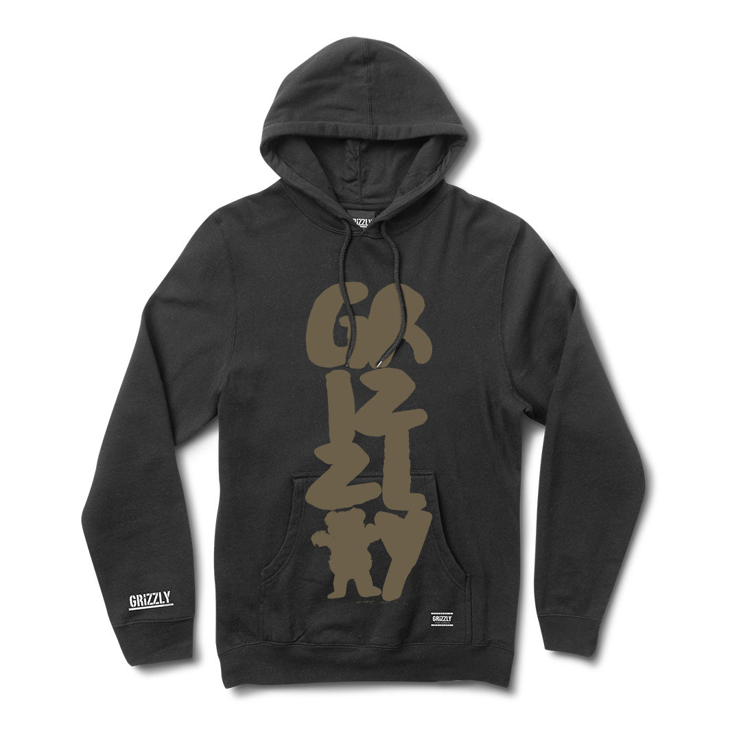 Brushwork Pullover Hoodie - Black