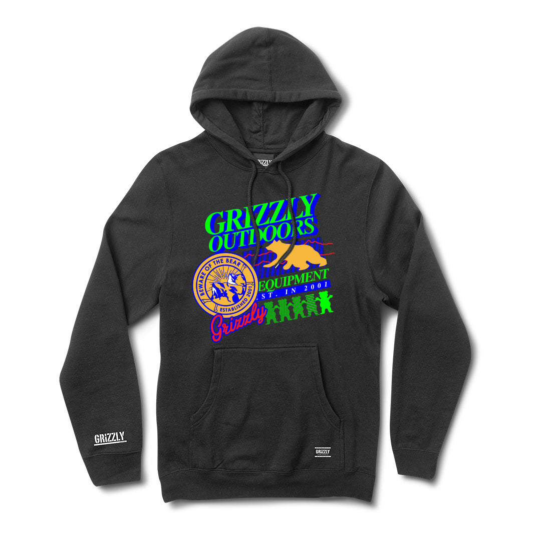 Neon Trail Pullover Hoodie - Black